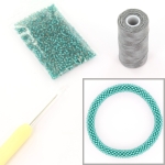 DIY kit armband haken met 11/0 - matte teal